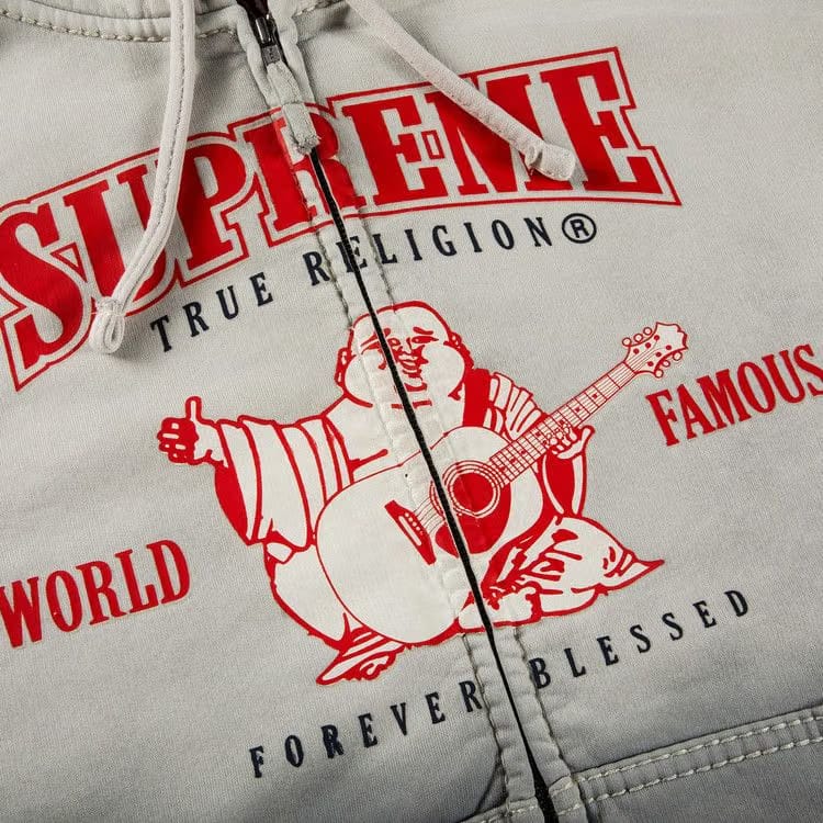 Supreme x True Religion Zip Up Hoodie Light Grey
