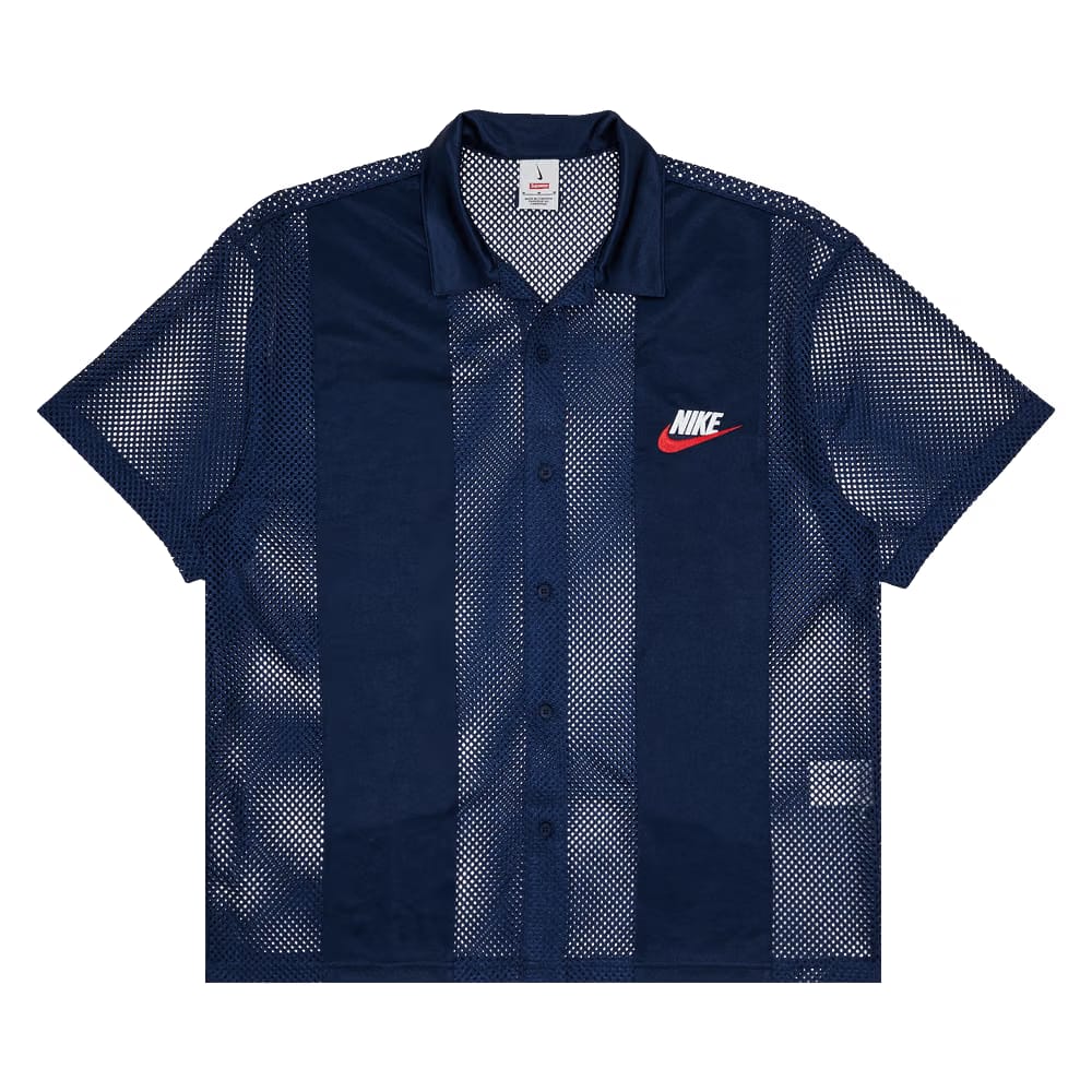 Supreme x Nike Mesh Shorts-Sleeve Shirt Navy