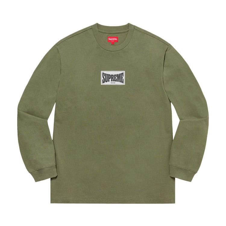 Supreme Woven Label Long-Sleeve Top Olive