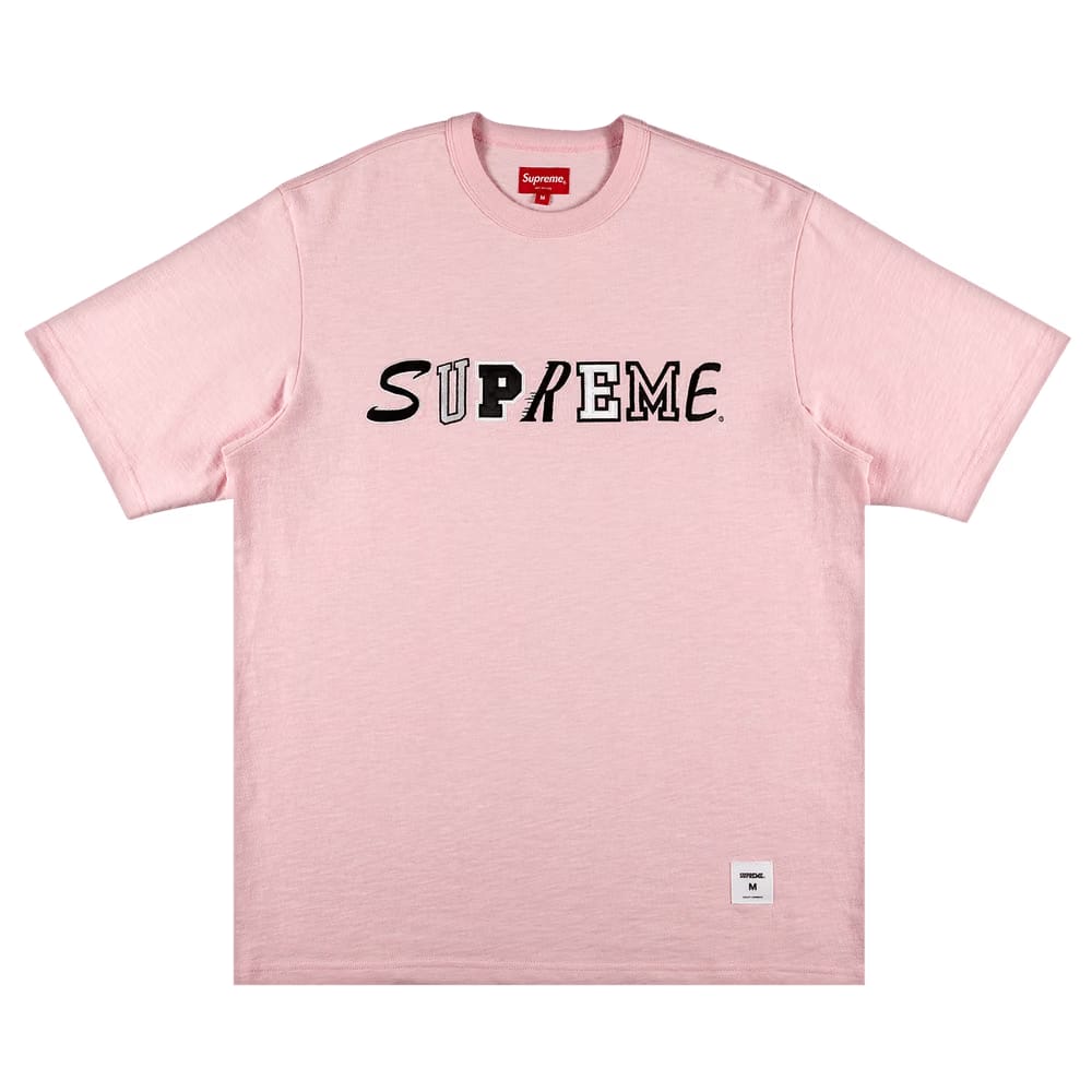 Supreme Collage Logo Shorts-Sleeve Top Pink