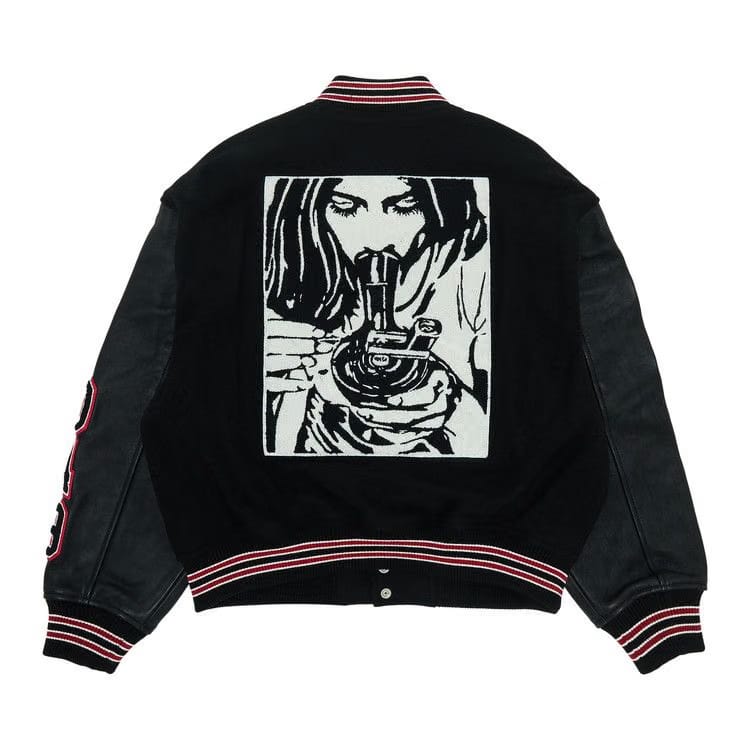 Supreme x HYSTERIC GLAMOUR Varsity Jacket Black