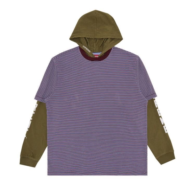 Supreme Layered Hooded Long-Sleeve Top Olive