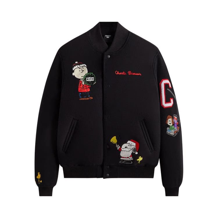 Kith For Peanuts Varsity Jacket Black