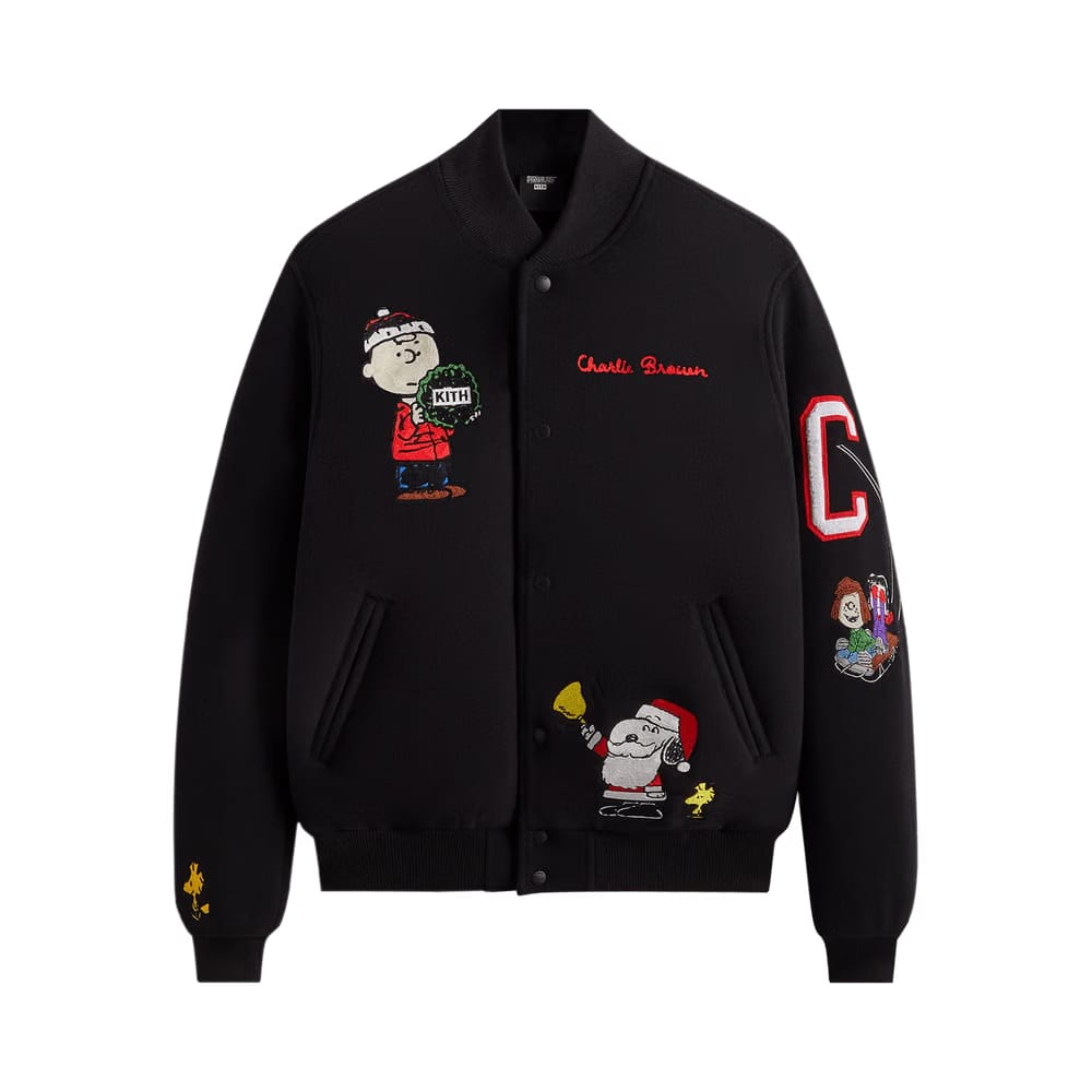 Kith For Peanuts Varsity Jacket Black