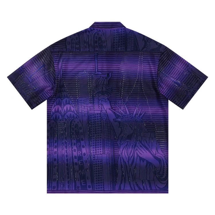 Supreme Liberty Lace Shorts-Sleeve Shirt Purple