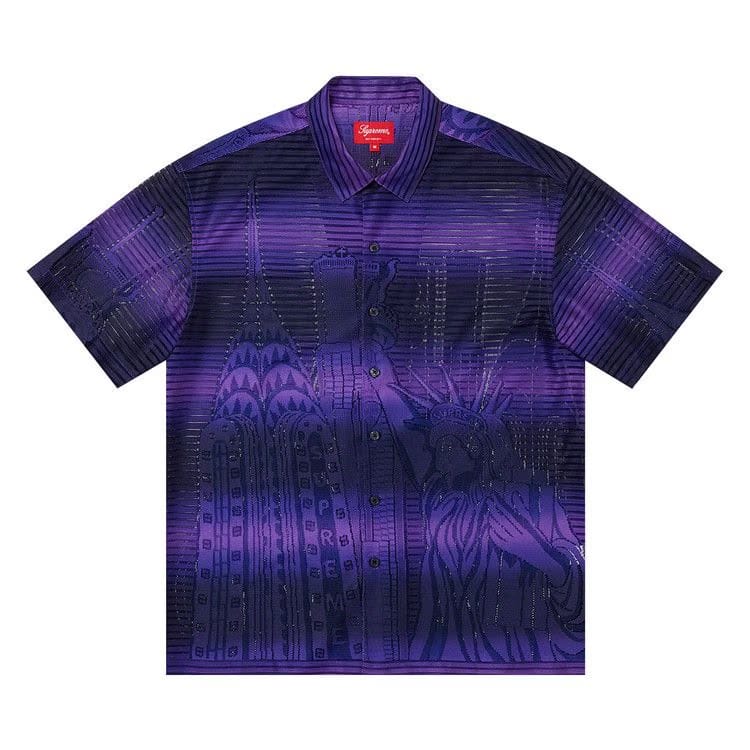 Supreme Liberty Lace Shorts-Sleeve Shirt Purple