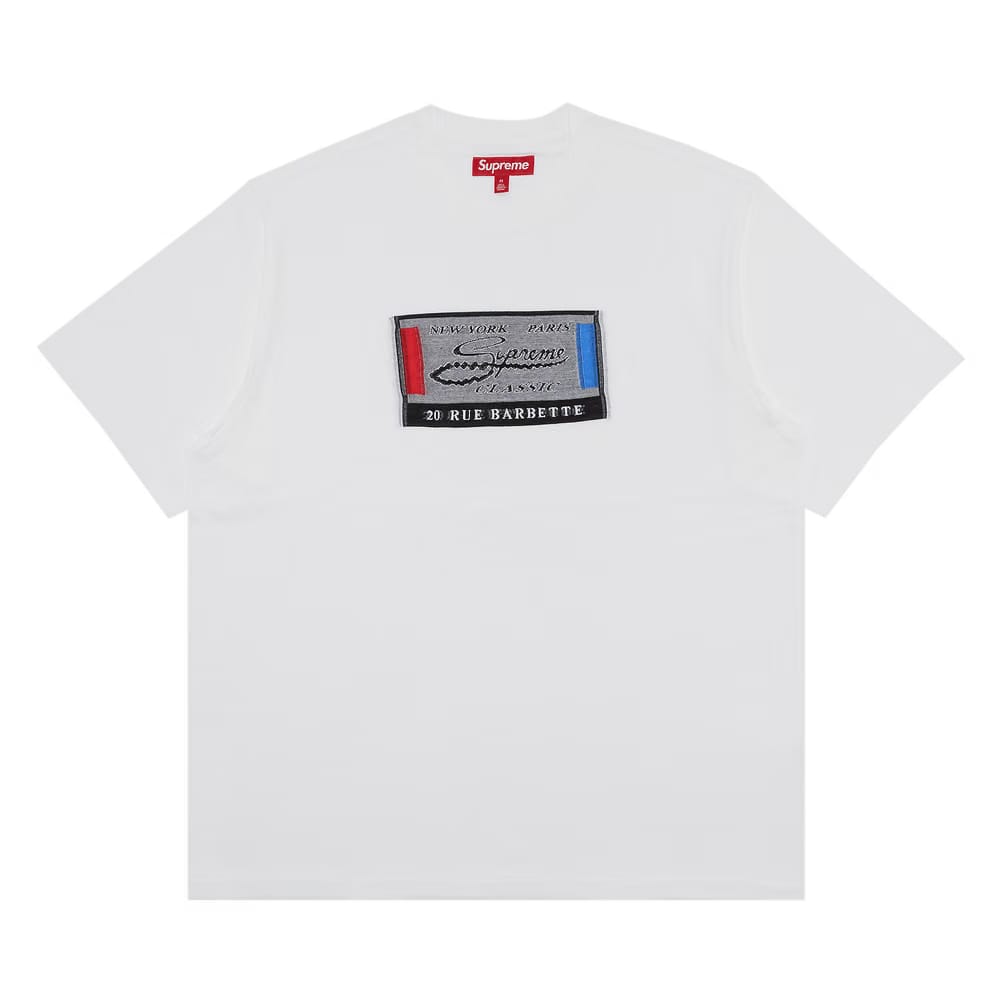 Supreme Intarsia Label Shorts-Sleeve Top White