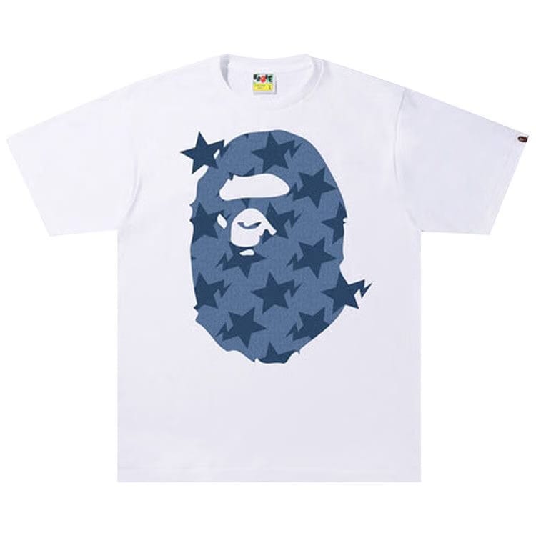 BAPE Denim Sta Pattern Big Ape Head T-Shirt White