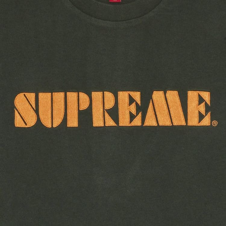 Supreme Stencil Embroidered Shorts-Sleeve Top Green