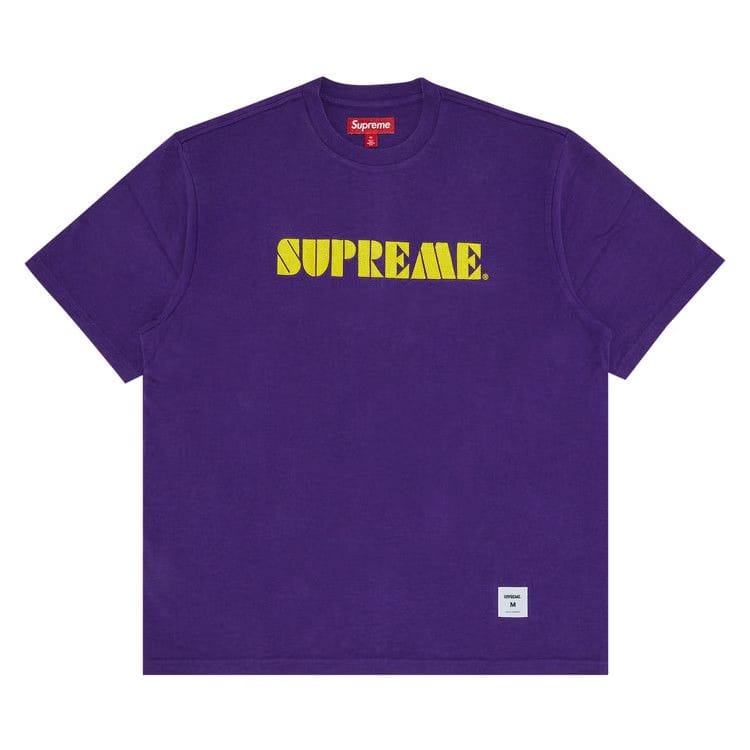 Supreme Stencil Embroidered Shorts-Sleeve Top Purple