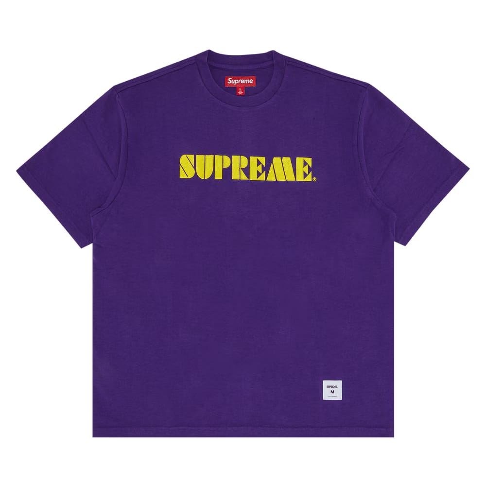 Supreme Stencil Embroidered Shorts-Sleeve Top Purple