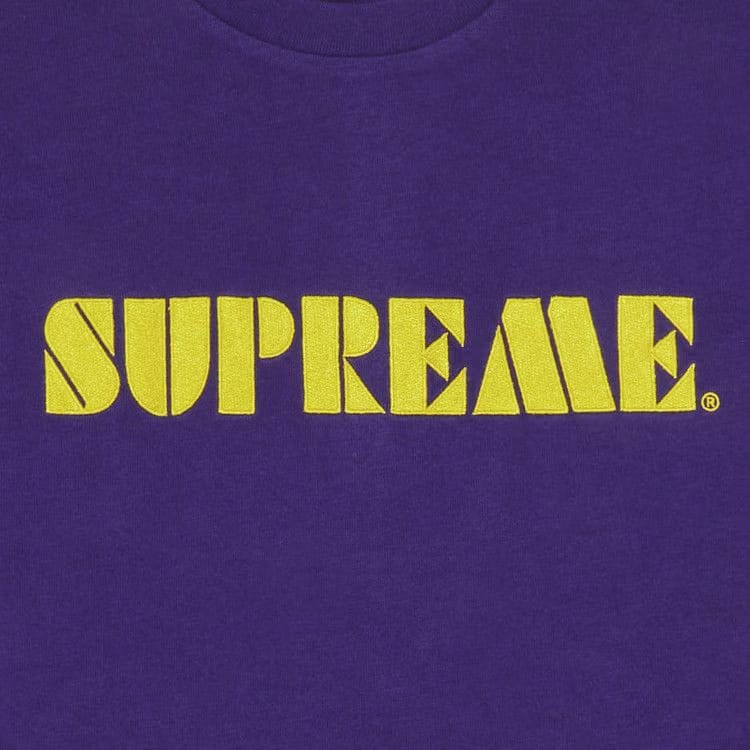 Supreme Stencil Embroidered Shorts-Sleeve Top Purple