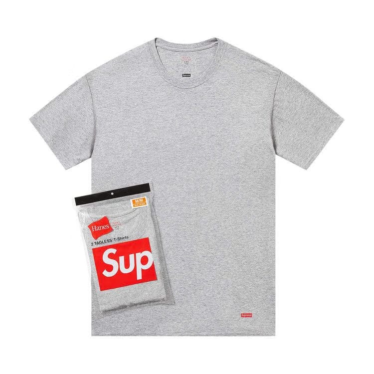 Supreme x Hanes Tagless Tees (2 Pack) Heather Grey