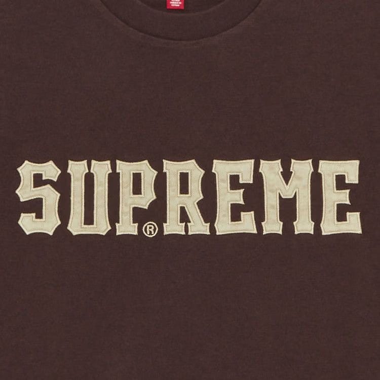 Supreme Twill Appliqué Shorts-Sleeve Top Brown