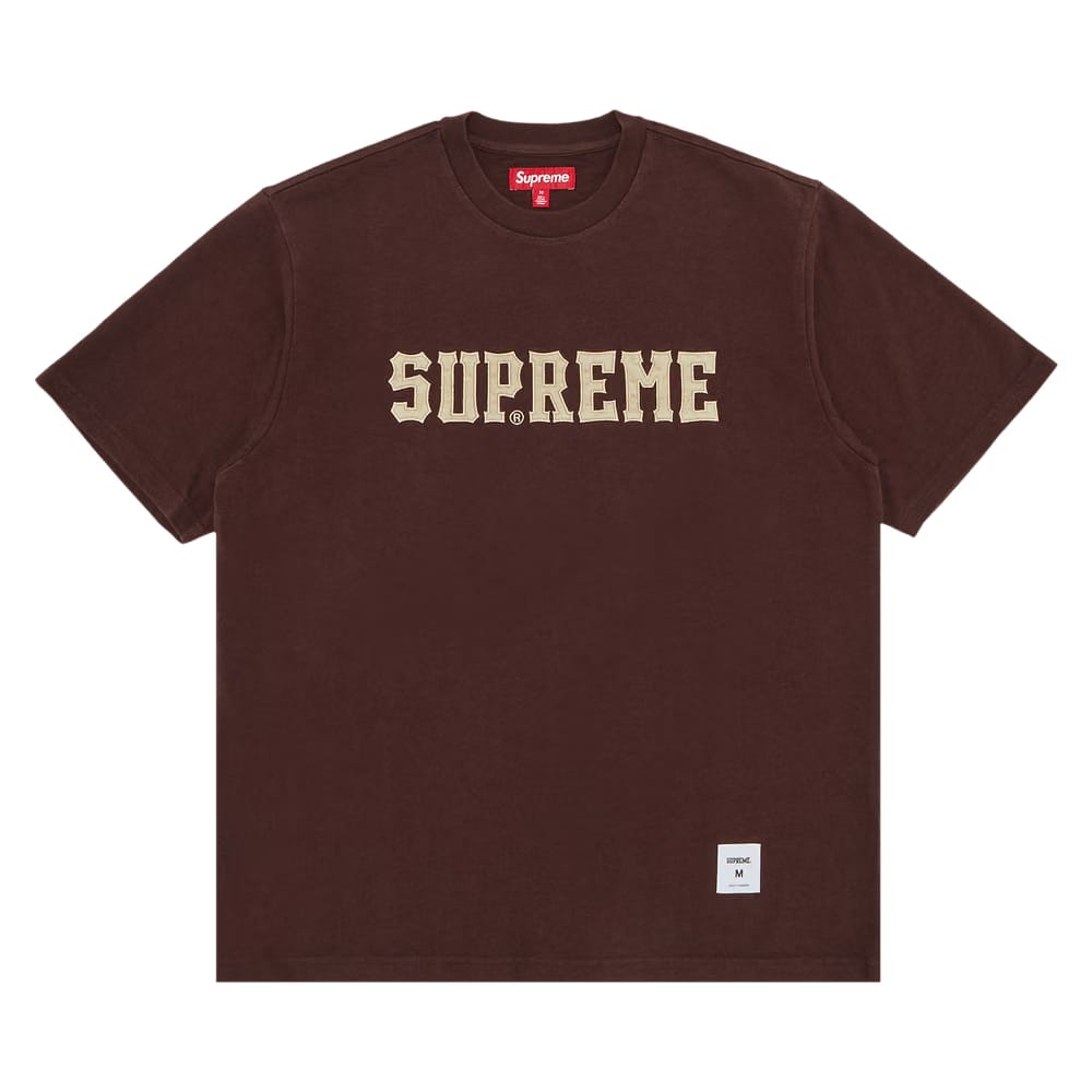 Supreme Twill Appliqué Shorts-Sleeve Top Brown