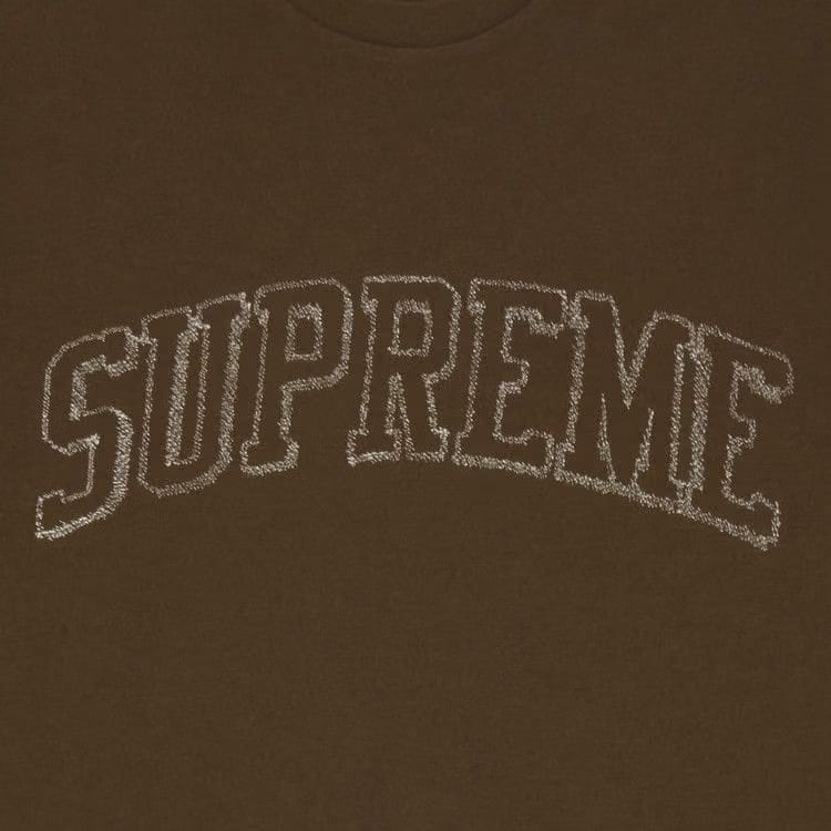 Supreme Sketch Embroidered Shorts-Sleeve Top Brown