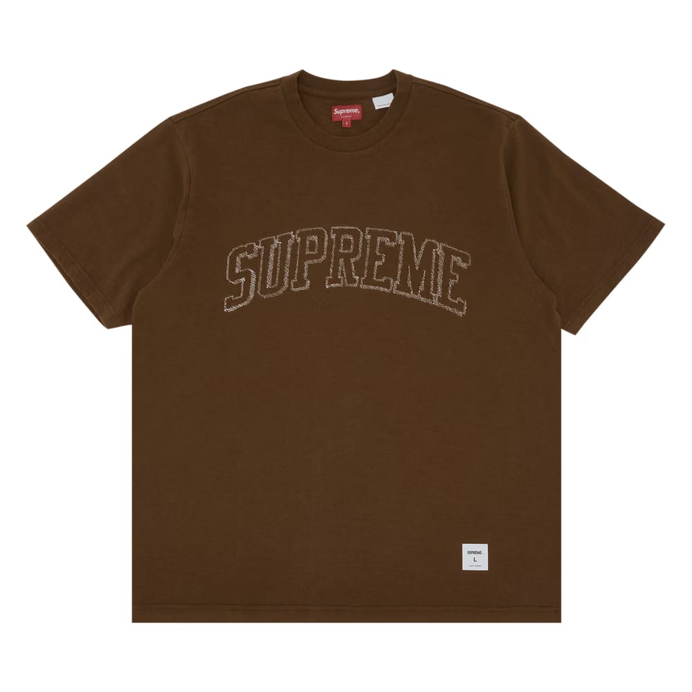 Supreme Sketch Embroidered Shorts-Sleeve Top Brown