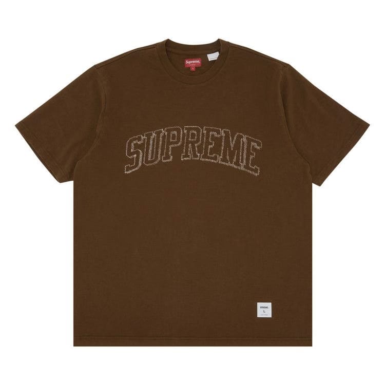 Supreme Sketch Embroidered Shorts-Sleeve Top Brown