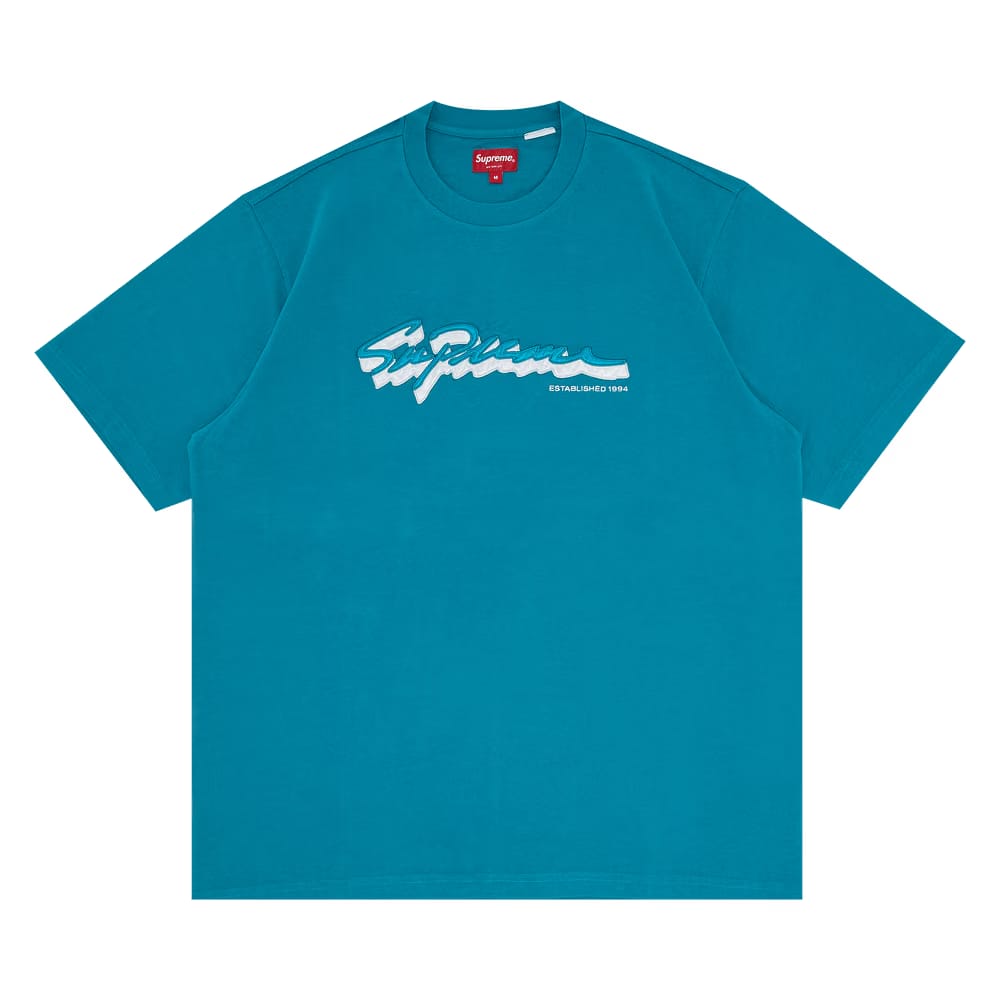 Supreme Shadow Script Shorts-Sleeve Top Teal