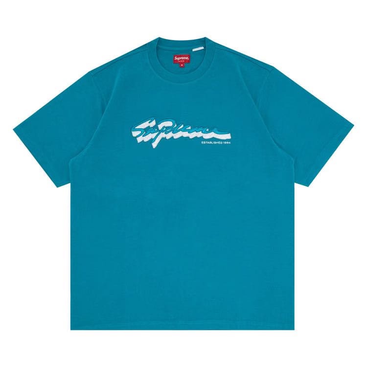 Supreme Shadow Script Shorts-Sleeve Top Teal