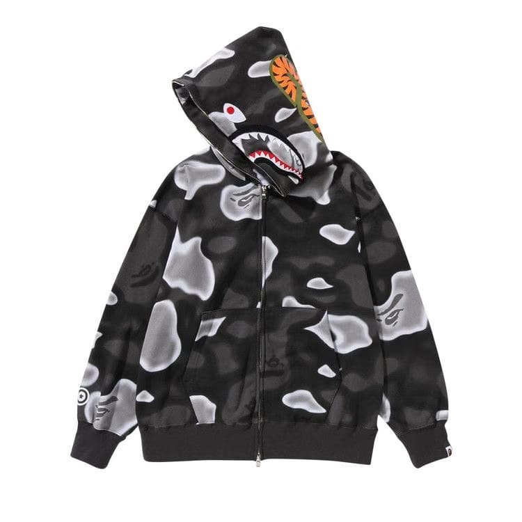 BAPE Liquid Camo Shark Relaxed Fit Full Zip Hoodie Black