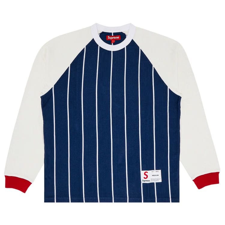 Supreme Stripe Raglan Long-Sleeve Top Navy