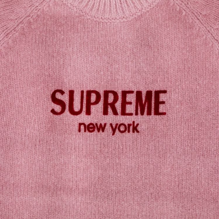 Supreme Flocked Logo Sweater Pink