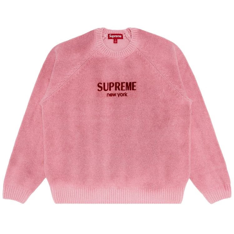 Supreme Flocked Logo Sweater Pink