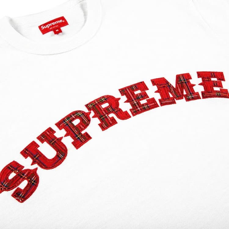 Supreme Plaid Appliqué Shorts-Sleeve Top White