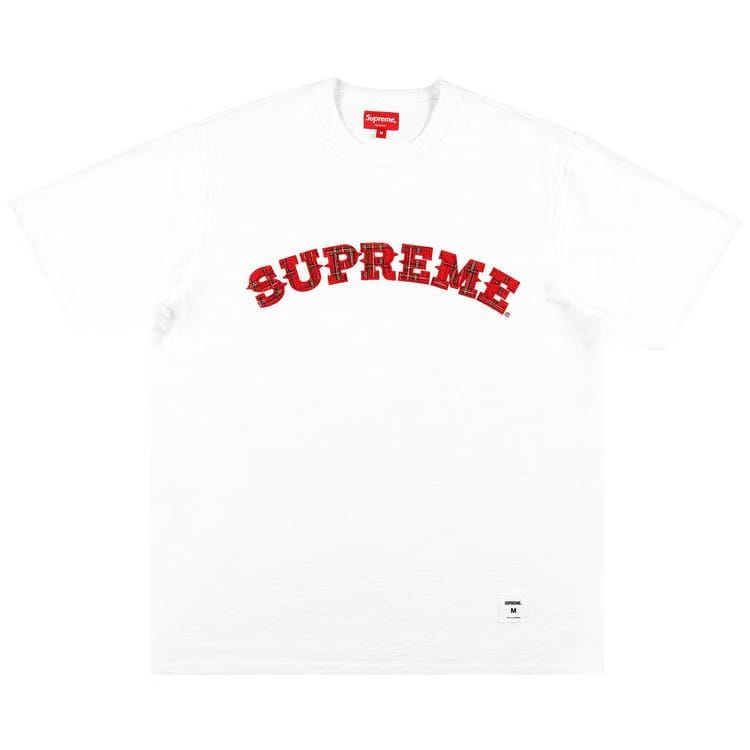 Supreme Plaid Appliqué Shorts-Sleeve Top White