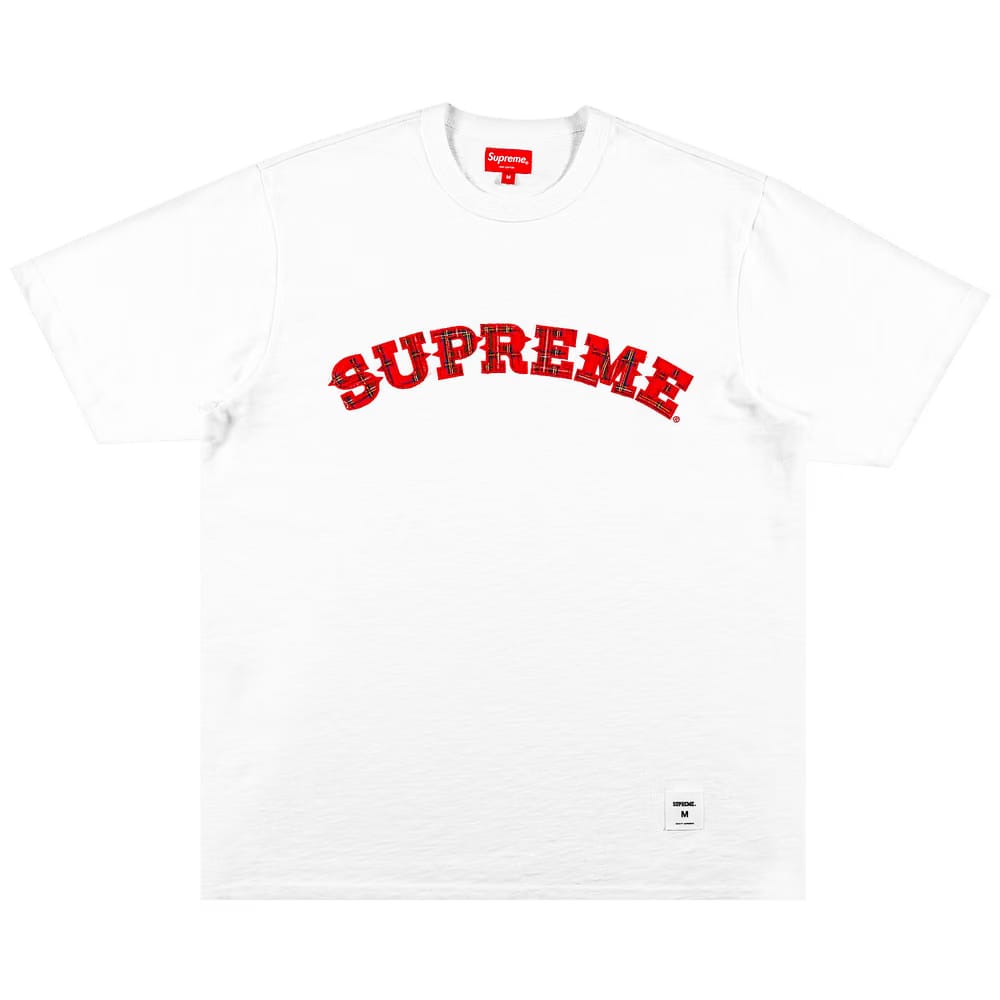 Supreme Plaid Appliqué Shorts-Sleeve Top White