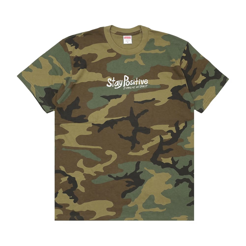 Supreme Stay Positive T-Shirt Woodland Camo