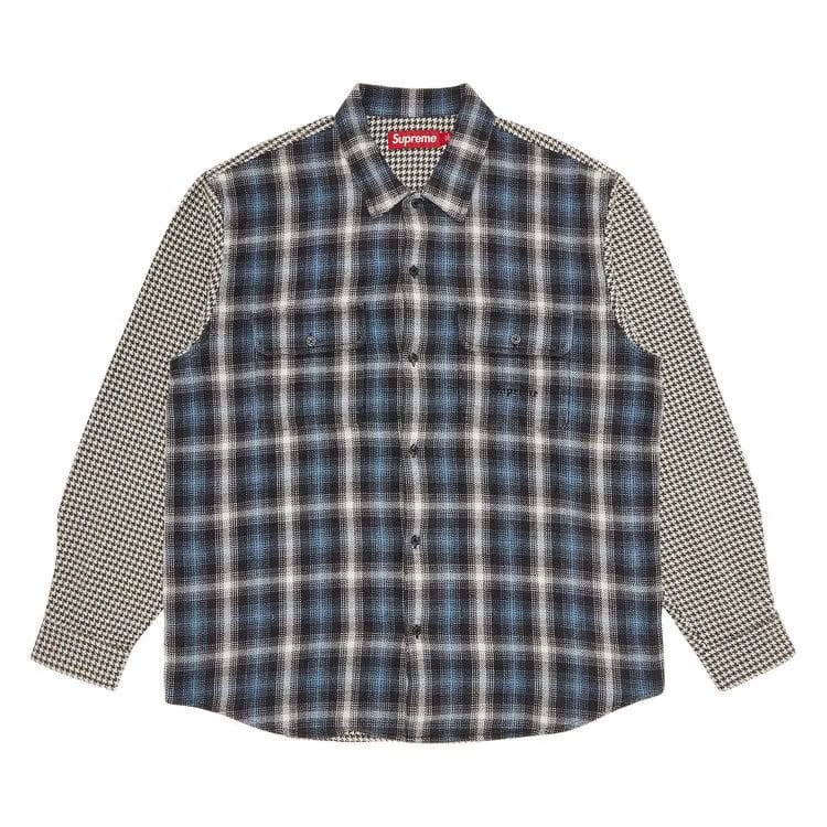 Supreme Houndstooth Plaid Flannel Shirt Navy