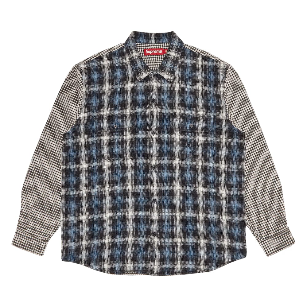Supreme Houndstooth Plaid Flannel Shirt Navy