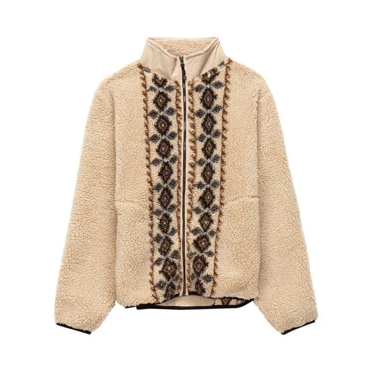 Stussy Lima Jacquard Sherpa Jacket Beige