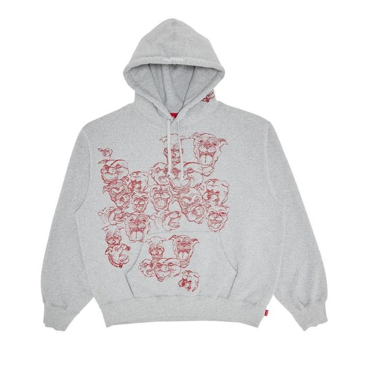 Supreme Pitbulls Embroidered Hoodie Heather Grey