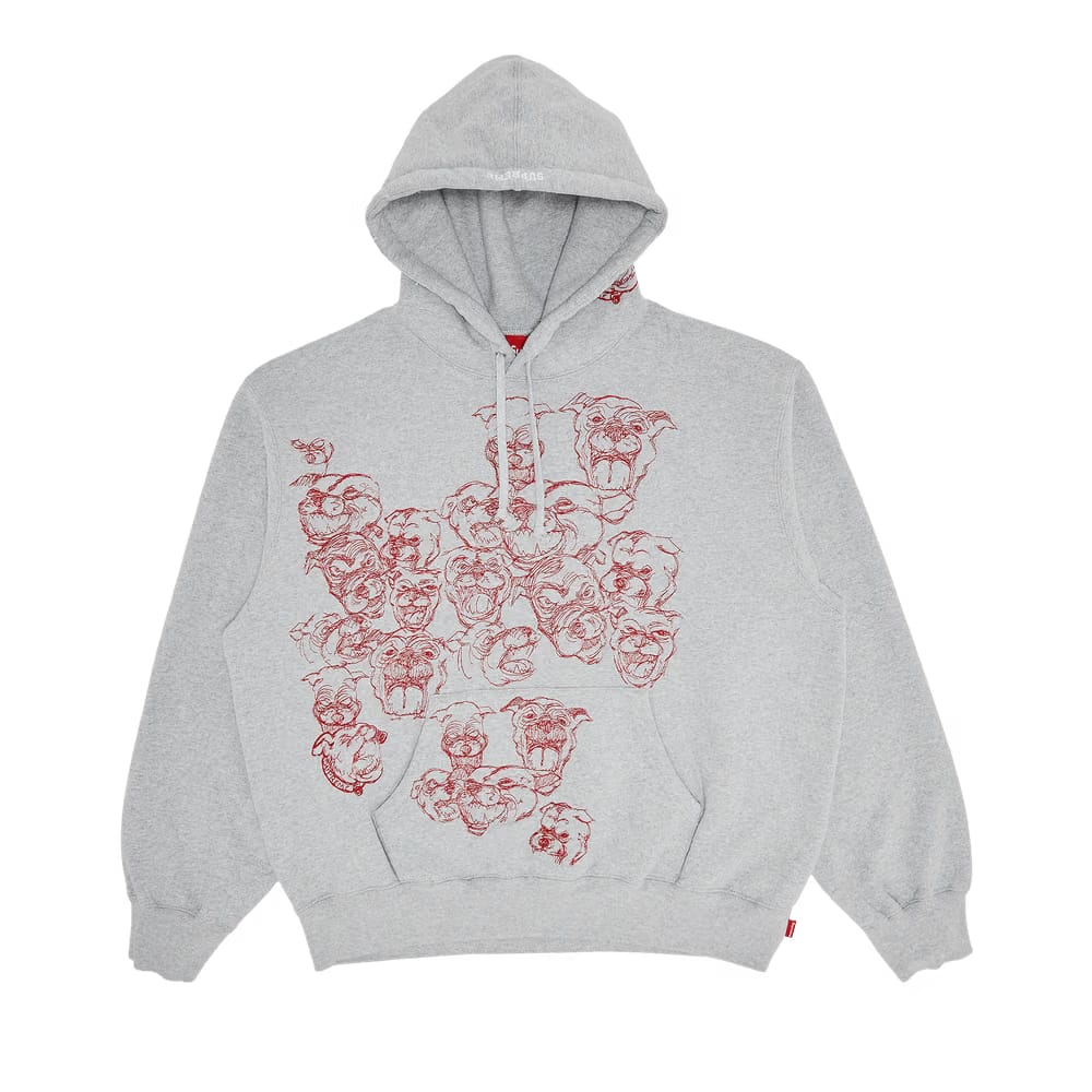 Supreme Pitbulls Embroidered Hoodie Heather Grey