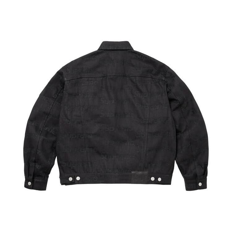 Supreme Jacquard Logos Denim Trucker Jacket Black