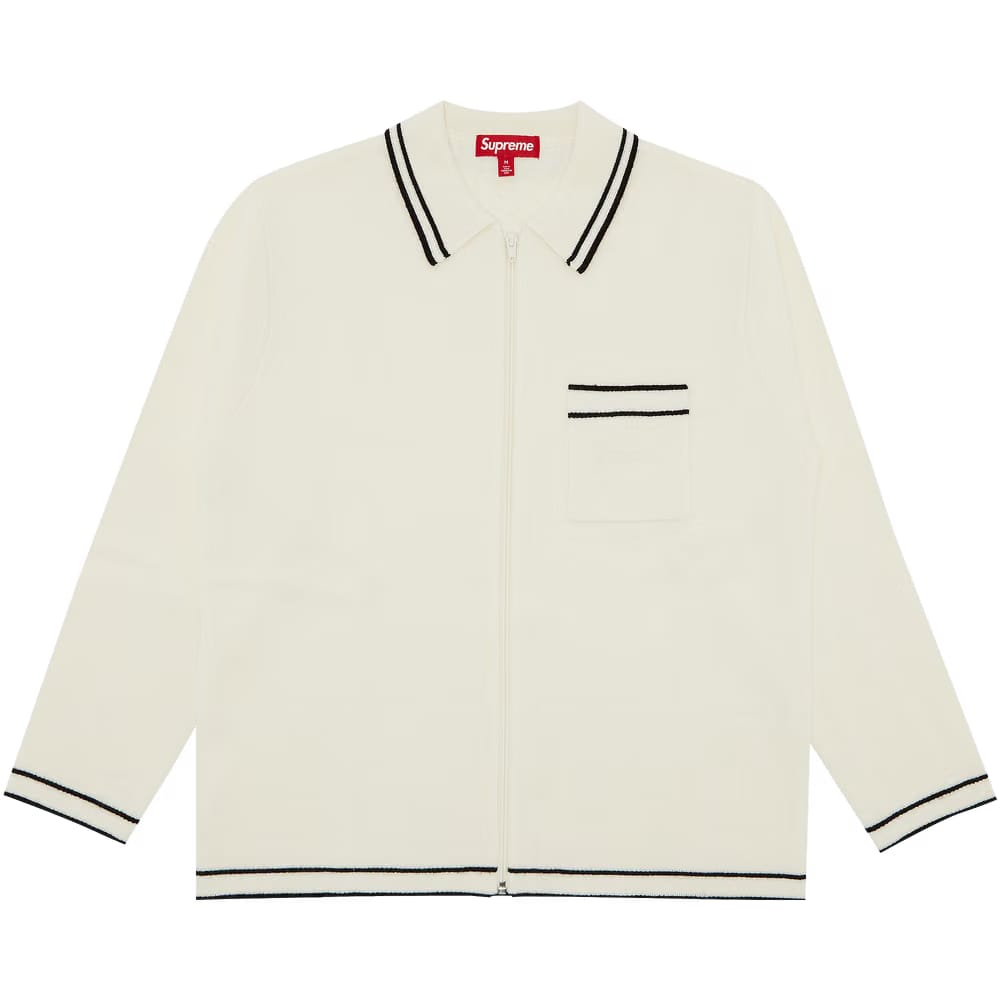 Supreme Zip Up Polo Sweater White
