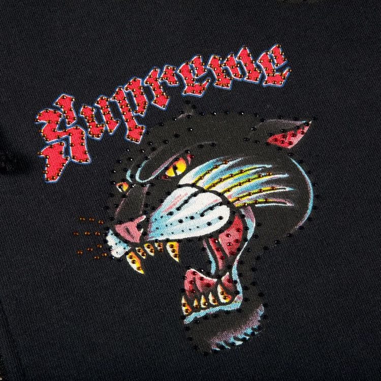 Supreme Panther Zip Up Hoodie Black