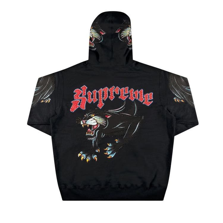 Supreme Panther Zip Up Hoodie Black