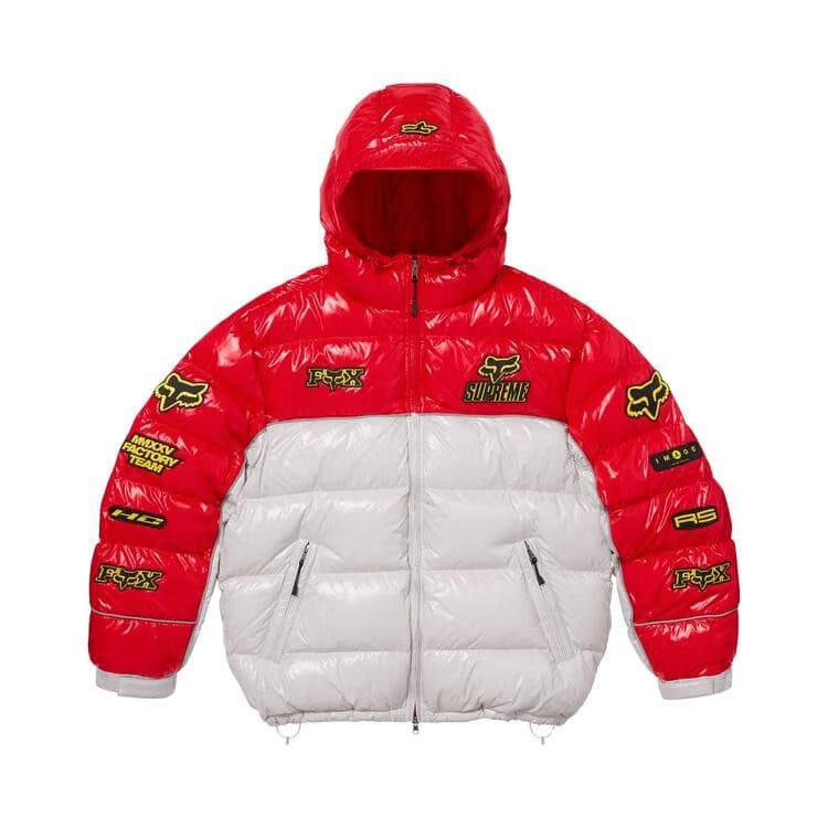Supreme x Fox Racing Shiny Down Puffer Jacket White