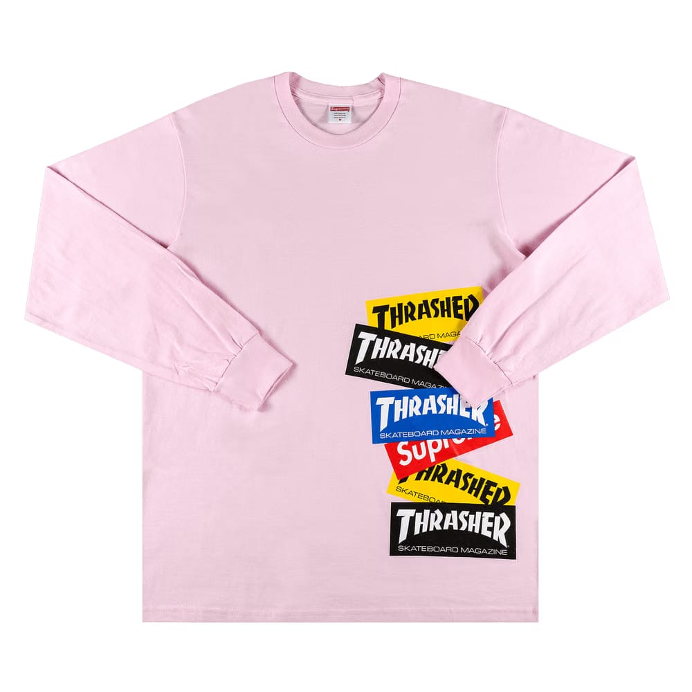 Supreme x Thrasher Multi Logo Long-Sleeve T-Shirt Light Pink