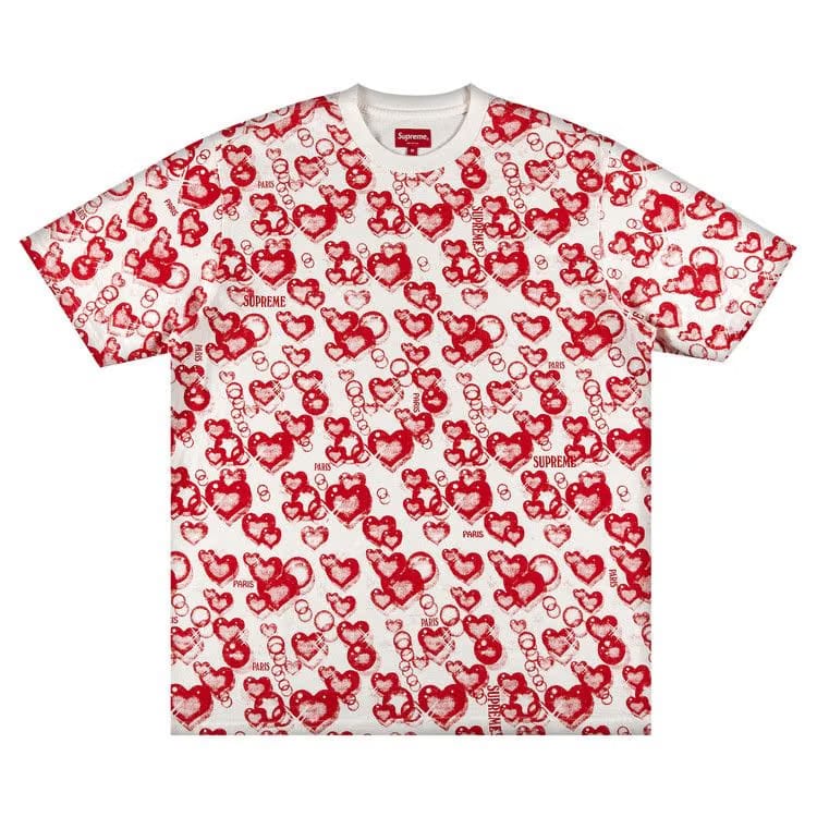 Supreme Hearts Shorts-Sleeve Top White
