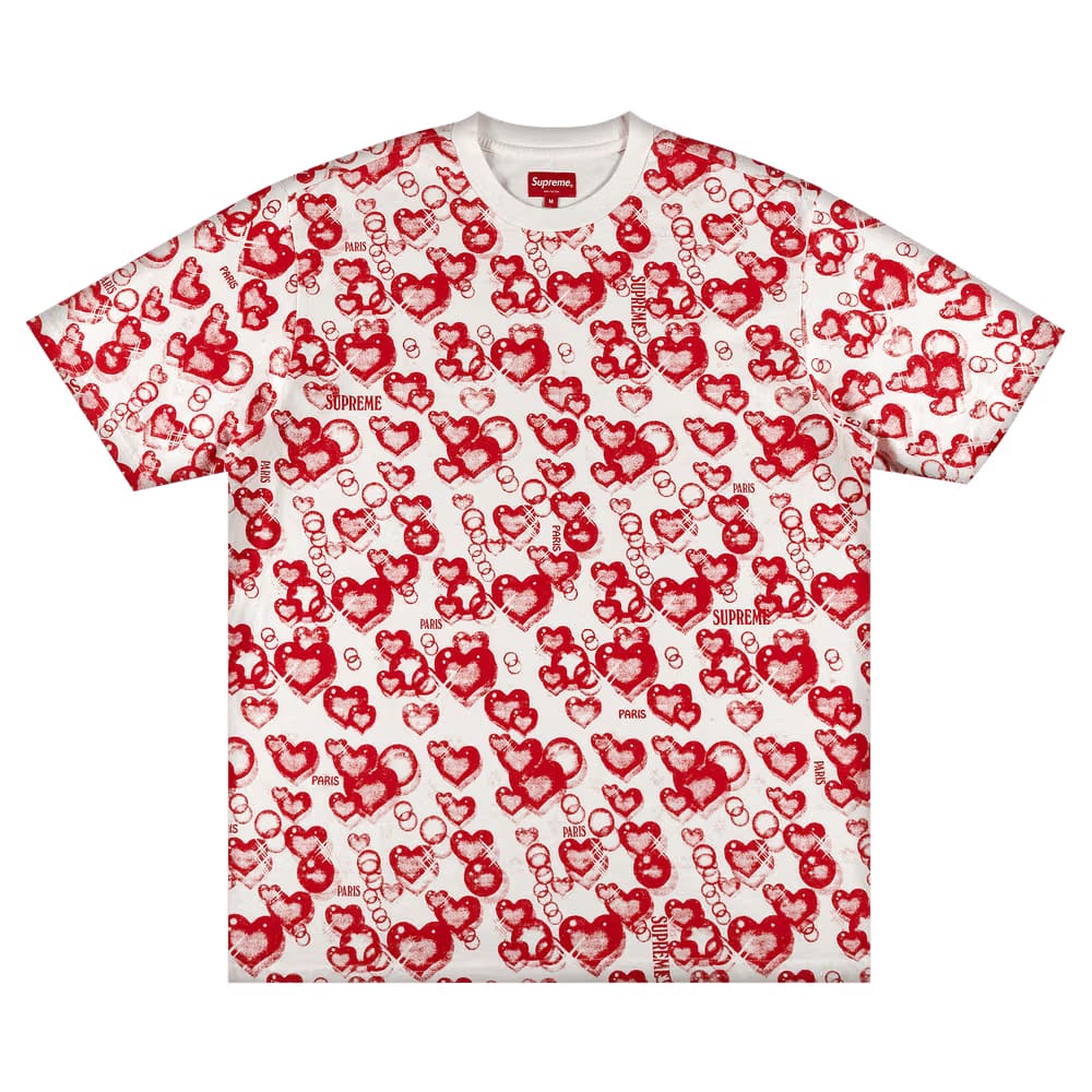 Supreme Hearts Shorts-Sleeve Top White