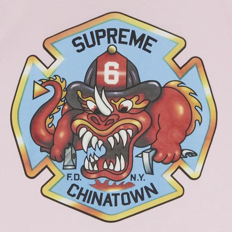 Supreme FDNY Engine 9 T-Shirt Light Pink