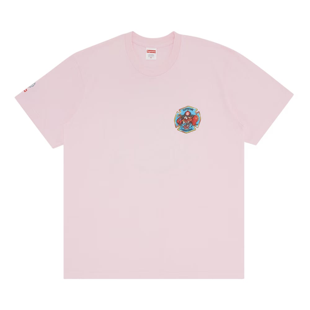 Supreme FDNY Engine 9 T-Shirt Light Pink