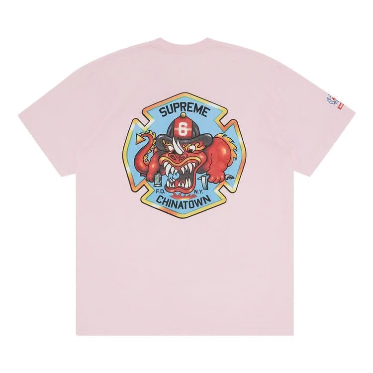 Supreme FDNY Engine 9 T-Shirt Light Pink