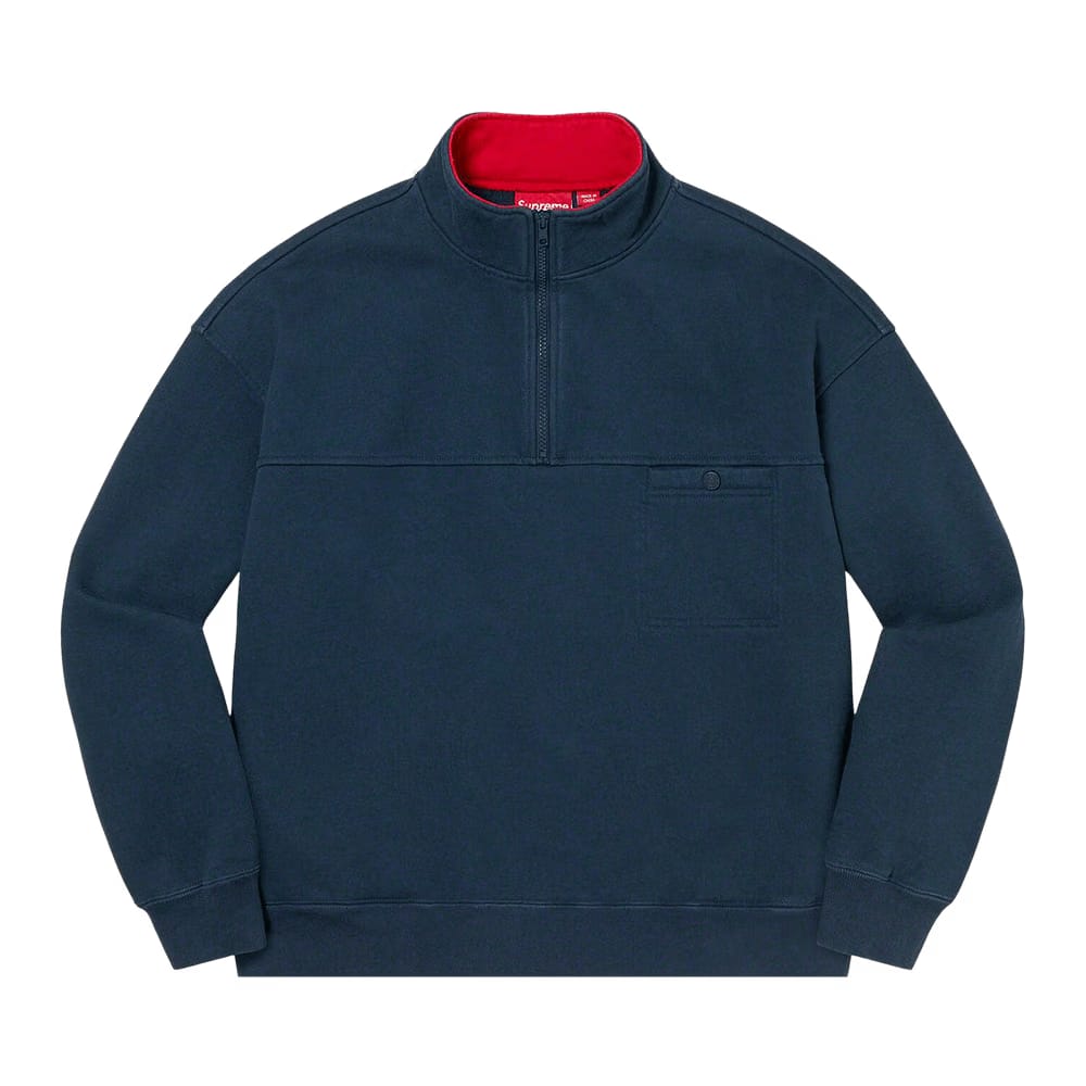 Supreme Washed Half Zip Pullover Navy