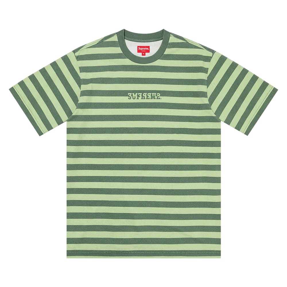 Supreme Reverse Stripe Shorts-Sleeve Top Green
